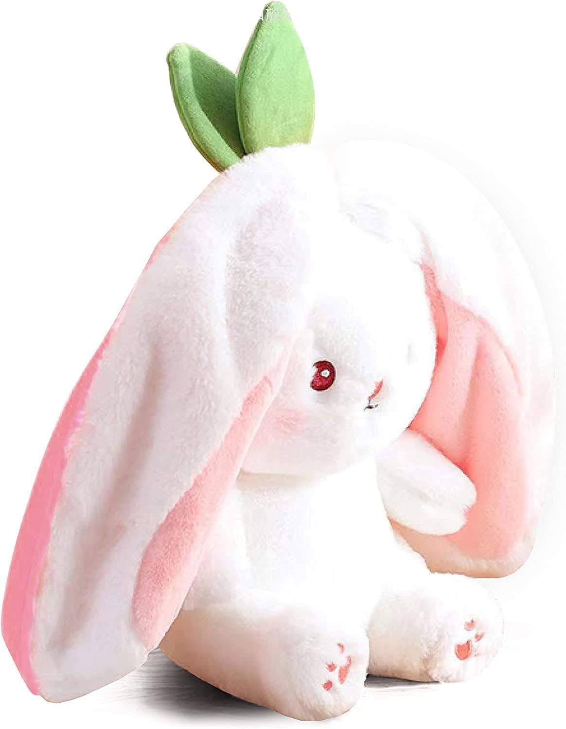 Cute Rabbit with Chain Reversible Bunny Rabbit Soft Stuffed Toys for Girls Boys Baby Kids | Doll, Teddy Bear plushies, Animal Toy | Strawberry/Carrot Shaped Pink Colour | Valentine's Gift
