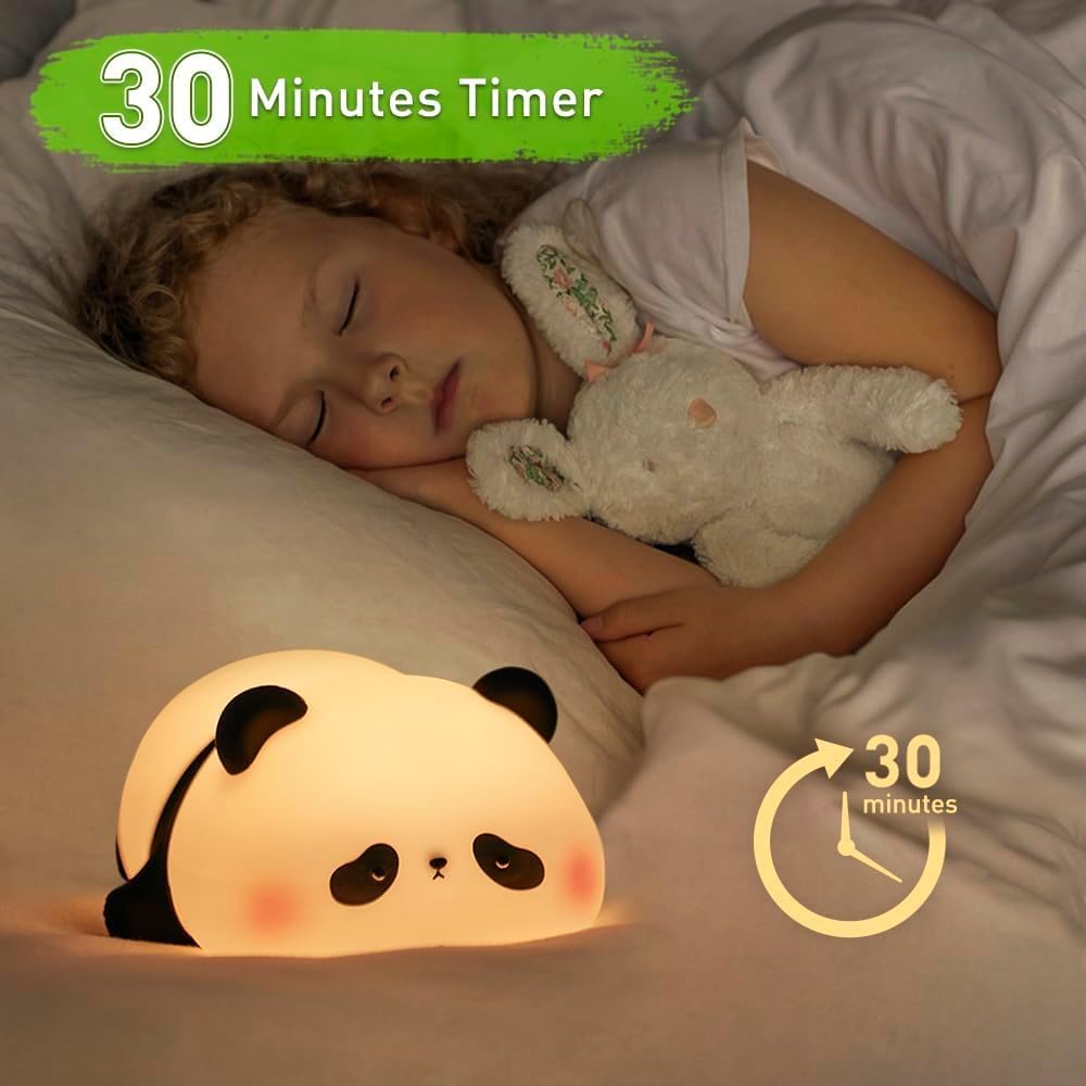Pair Store Kids Sleeping Panda Touch Silicone Night Lamp – Rechargeable LED Bedside Lamp for Children's Bedroom, Romantic Decor, Valentine Day Gift, Love Gift for Her, Couple Gift