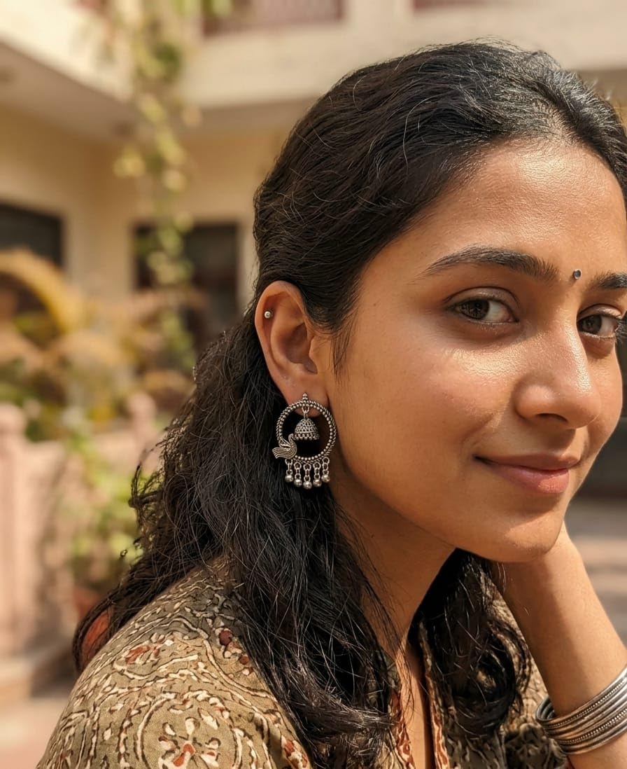 Oxidized Designer Stud Earrings Set of 16 with Folding Jewelry Box | Traditional & Modern Earring Set for Women & Girls