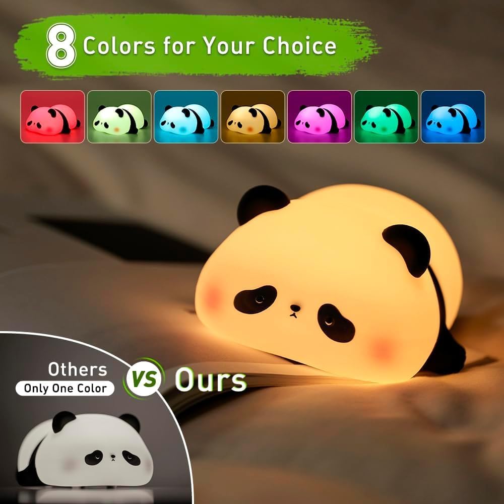 Pair Store Kids Sleeping Panda Touch Silicone Night Lamp – Rechargeable LED Bedside Lamp for Children's Bedroom, Romantic Decor, Valentine Day Gift, Love Gift for Her, Couple Gift
