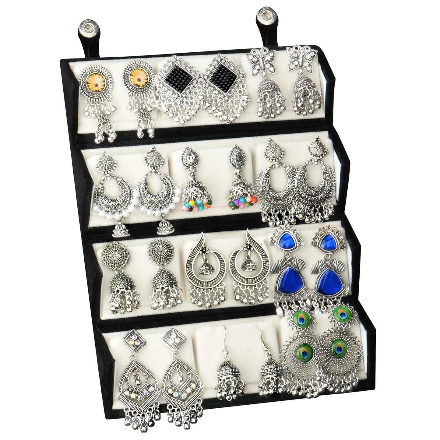 Ishq-E-Jhumka Oxidized Designer Earrings Set of 12 With Folding Jewelry Box | Minimalist & Traditional Jhumka Set for Womens & Girls