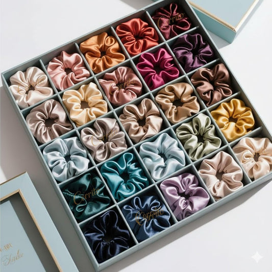 Cerrito Satin Silk Hair Scrunchies for Women & Girls – Soft Elastic Hair Ties for Ponytail, Bun & Daily Styling, No Damage Hair Bands, Premium Hair Accessories Pack, Birthday Gift (Multi-12 Pcs, No Box Include