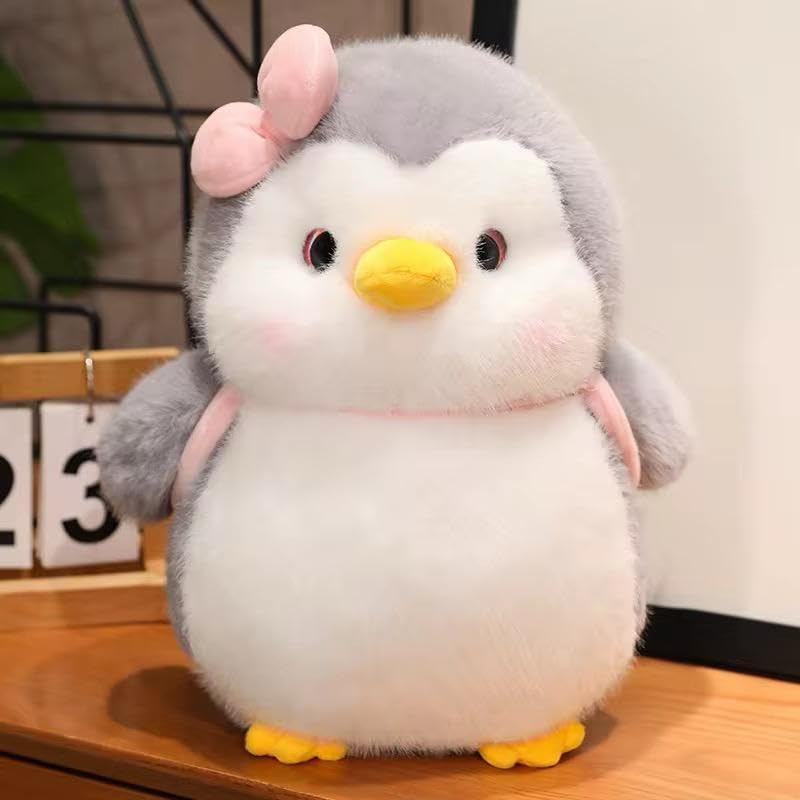 Pair Store Adorable Penguin Soft Toy with Bag 35cm (Grey Penguin with Bag)