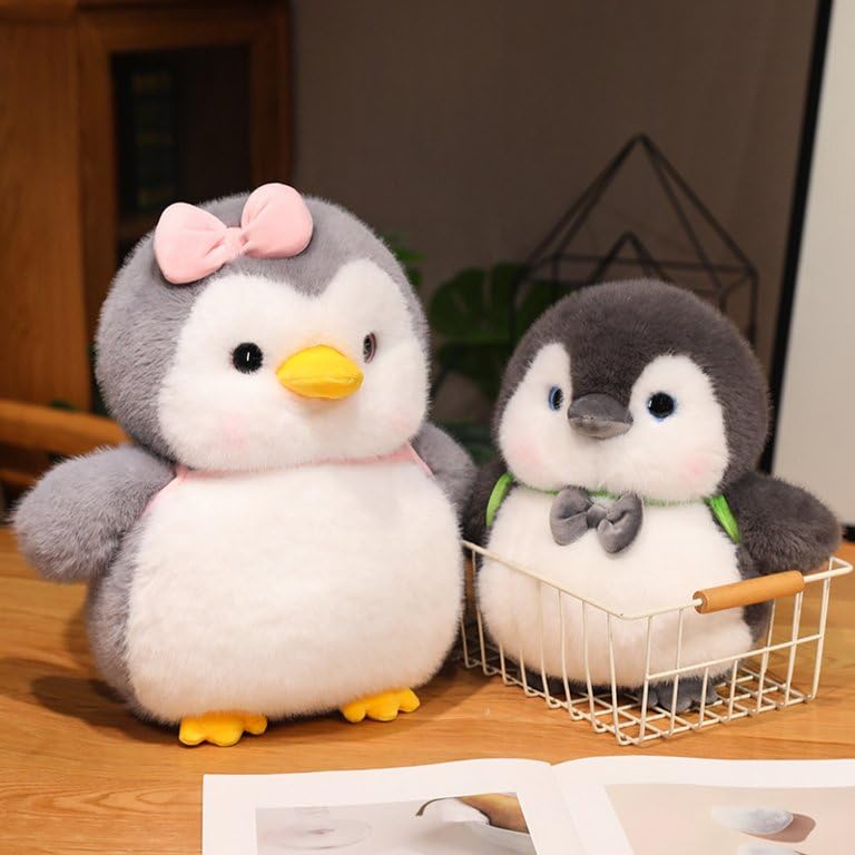 Pair Store Adorable Penguin Soft Toy with Bag 35cm (Grey Penguin with Bag)